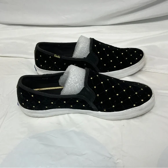 KEDS KATE SPADE New York Black Sneakers Double Decker Quilted Velvet SZ 7.5 - Picture 8 of 16